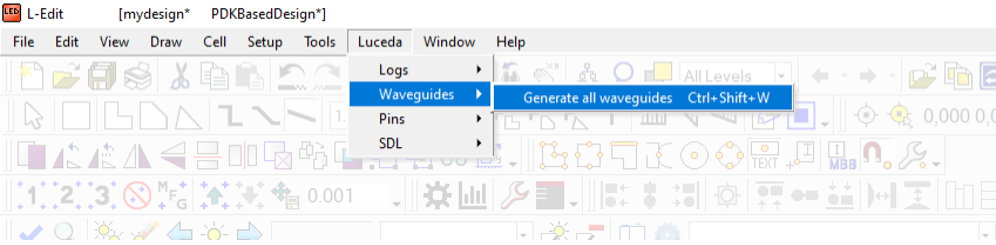 Waveguide generation menu item