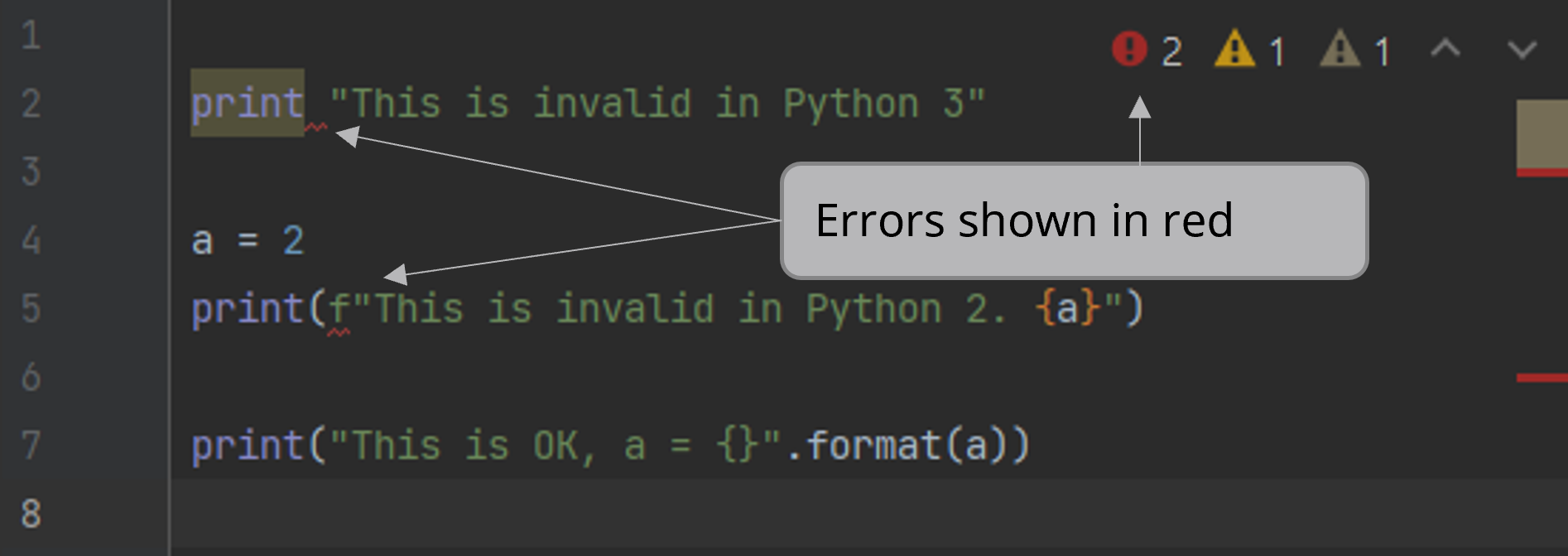 Errors when code is not Python 2 or Python 3 compatible.