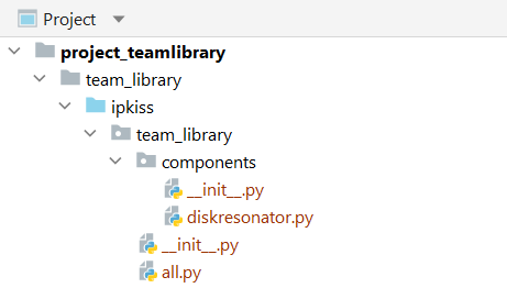 Initial structure of the `team_library` project.